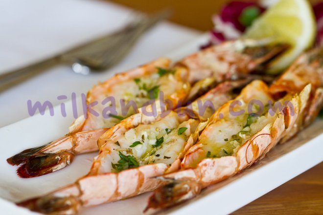Grilled tiger prawns