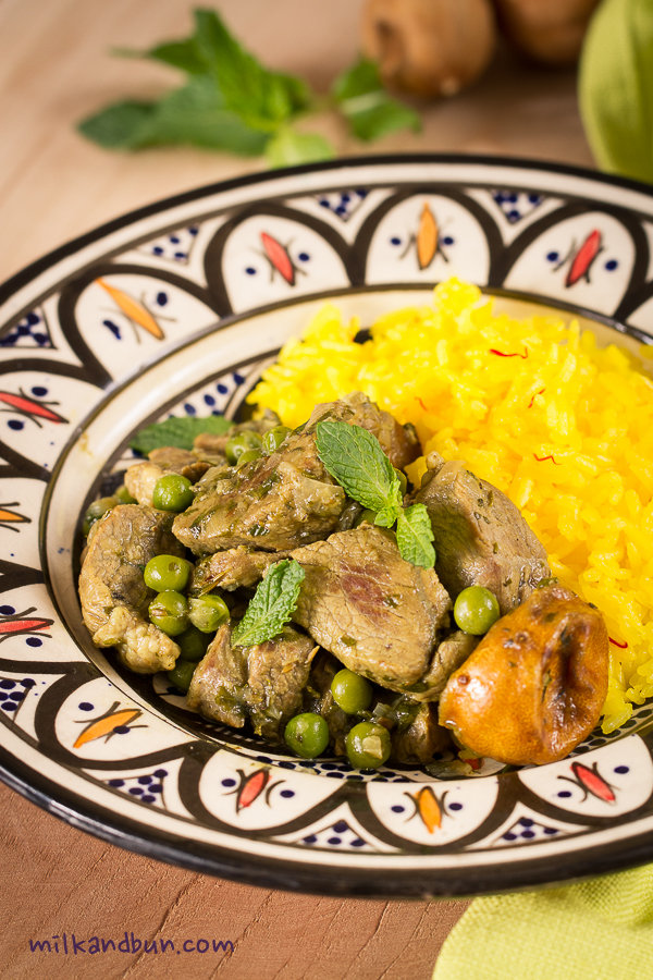 Moroccan lamb with peas (and saffron rice)