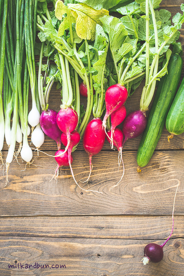 Radishes-Cucumbers-Spring Onion
