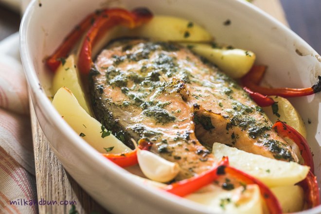 Roasted herb salmon