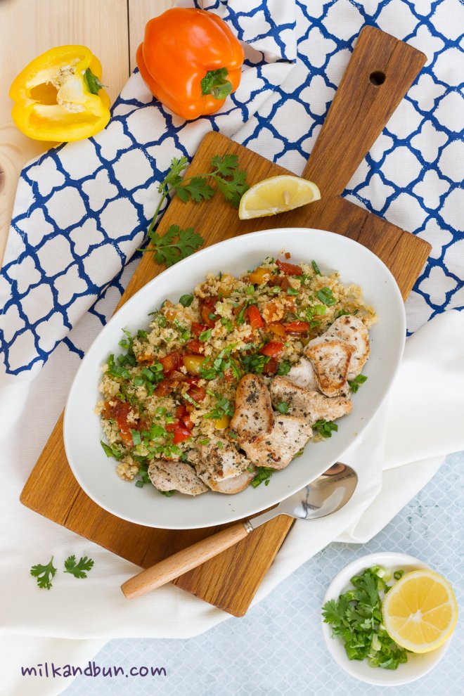 Cauliflower rice with capsicums and tomato